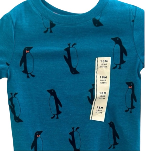 💫NWTCat & Jack Blue Long Sleeve Graphic PenguinTee (18M) - Picture 1 of 7